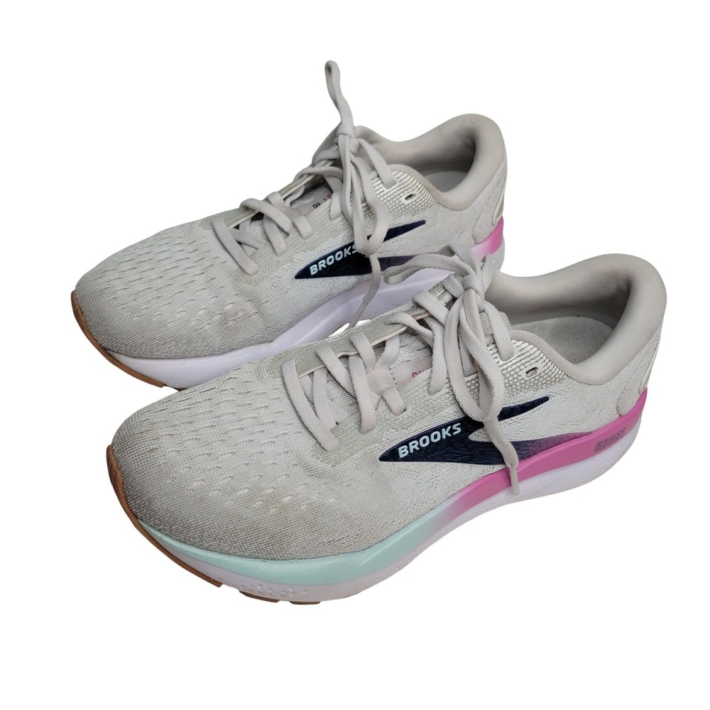 Brooks Ghost 16 Womens Running Shoes Gray Pink Teal Size 7 Medium B Sneakers